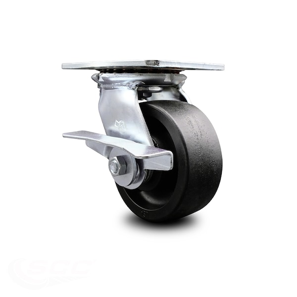 5 Inch Heavy Duty Glass Filled Nylon Caster with Ball Bearing and Brake SCC